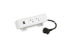 Bloc Bureau 2x2P+T F/B + USB A+C 15W et cordon 2m fiche - Bl