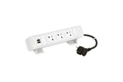 Bloc Bureau 3x2P+T F/B + USB C+C 15W et cordon 2m fiche - Bl