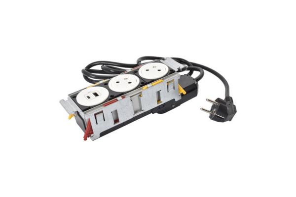 Disq In Incara 3 postes 2x2P+T + USB A+C - blanc