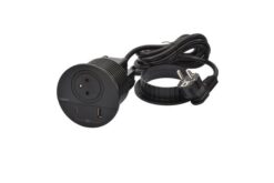 Disq80 Incara noir prise f/b usb a+c cordon 2m avec fiche