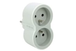 Fiche 2x2P+T frontales 16A 230V 3680W - blanc/gris