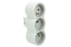 Fiche 3x2P+T frontales 16A 230V 3680W - blanc/gris