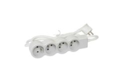 Rallonge 4x2P+T avec cordon 1,5m 3G 1mm² - blanc/gris clair