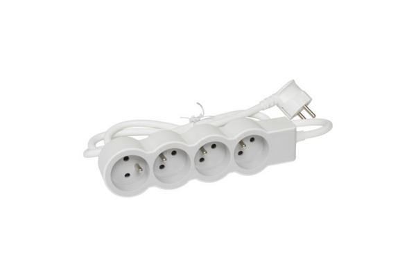 Rallonge 4x2P+T avec cordon 1,5m 3G 1mm² - blanc/gris clair