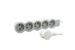 Rallonge 5x2P+T avec cordon 1,5m 3G 1mm² - blanc/gris clair