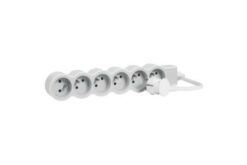 Rallonge 6x2P+T avec cordon 1,5m 3G 1mm² - blanc/gris clair