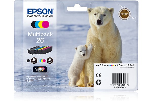 Cartouche EPSON C13T26164020 - Noir + 3 couleurs