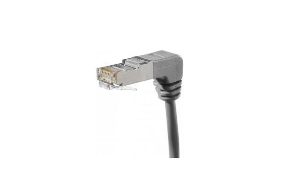 Cordon RJ45 catégorie 6A S/FTP coudé bas sur 1 côté gris - 0,3 m