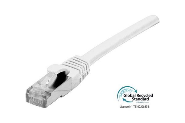 Cordon RJ45 certifié GRS CAT 6A S/FTP TPE snagless blanc - 10 m