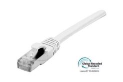 Cordon RJ45 certifié GRS CAT 6A S/FTP TPE snagless blanc - 2 m