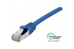 Cordon RJ45 certifié GRS CAT 6A S/FTP TPE snagless bleu - 5 m