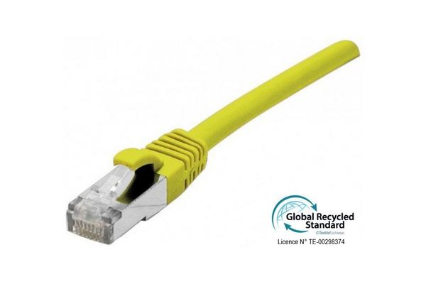 Cordon RJ45 certifié GRS CAT 6A S/FTP TPE snagless jaune - 2 m