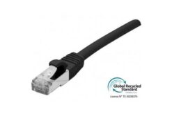 Cordon RJ45 certifié GRS CAT 6A S/FTP TPE snagless noir - 1,5 m
