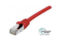 Cordon RJ45 certifié GRS CAT 6A S/FTP TPE snagless rouge - 0,5 m