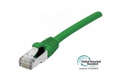 Cordon RJ45 certifié GRS CAT 6A S/FTP TPE snagless vert - 2 m