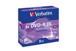 DVD+R DL 8,5GO 8x DOUBLE COUCHE BOITE DE 5 VERBATIM