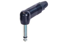 Fiche jack 6.35 mono coudée noire