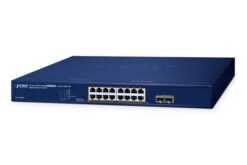 PLANET- Switch 16 ports 1Gbps PoE+ (budget 250W) et 2 ports SFP  1Gbps