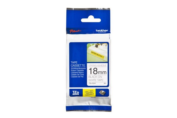 Ruban laminé adhésif BROTHER Noir/Blanc 18mm - TZE-S241