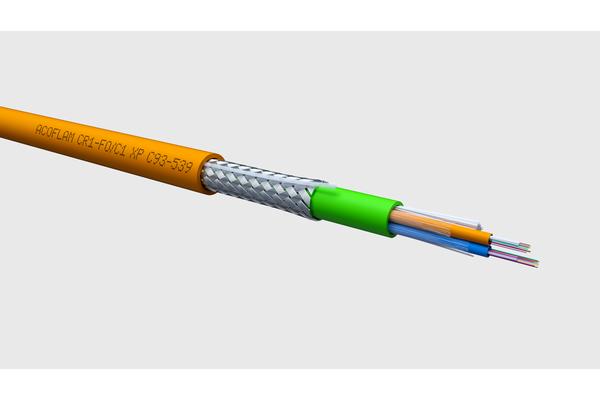 ACOFLAM Optique, Câble MM armé acier résistant au feu CR1/C1, 24 FO, OM4, orange