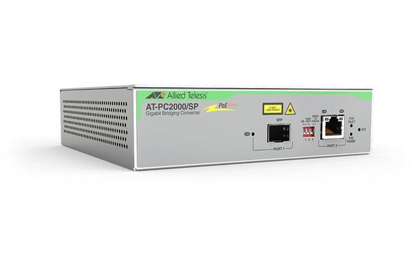 AT-PC2000 - Conv. média Gigabit PoE+ vers 1000Base-X, format boîtier, SFP