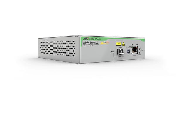 AT-PC2000 - Conv. média Gigabit PoE+ vers 1000Base-X, format boîtier, conn. LC