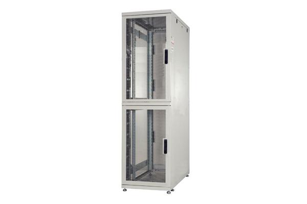 Baie colocation 600x1200, portes av./ar. perforées, 2 compartiments, 42U, noir