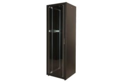Baie pro 600x600 porte verre, arrière métal, 4 mont., noire - MONTÉE, 42U
