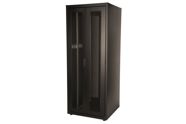 Baie pro 800x800 double vantaux perforés av./ar., 4 mont. - MONTÉE, 42U, noir