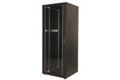 Baie pro 800x800 porte verre, arrière métal, 4 mont., noire - EN KIT, 42U