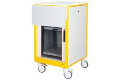 Baie workstation IP55 600x670 porte avant verre, 16U, gris