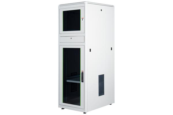 Baie workstation IP55 600x800 portes avants verre, arrière, 4 mont., 36U, gris