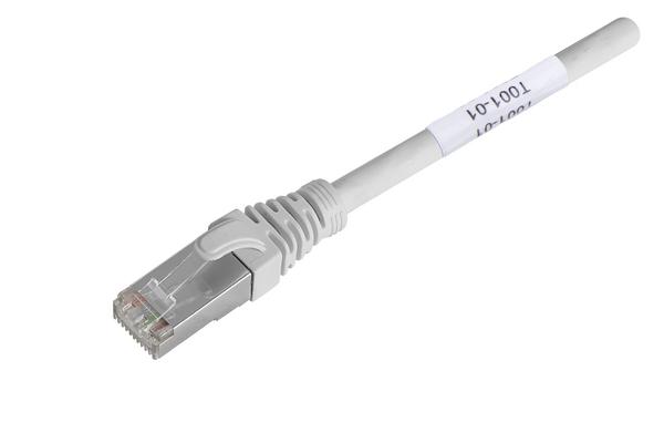 Cordon RJ45 S/FTP Cat6A LSZH blanc avec étiquettes, 10 m