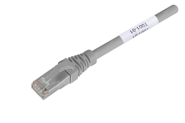Cordon RJ45 S/FTP Cat6A LSZH gris avec étiquettes, 0,5 m