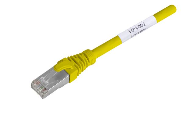 Cordon RJ45 S/FTP Cat6A LSZH jaune avec étiquettes, 4 m