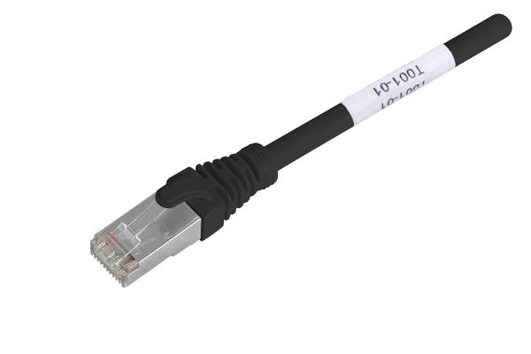 Cordon RJ45 S/FTP Cat6A LSZH noir avec étiquettes, 25 m