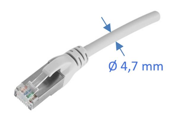 Cordon RJ45 U/FTP Cat6A SLIM LSZH, 3 m, gris