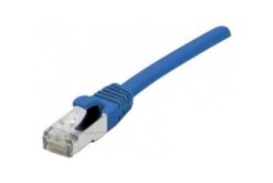 Cordon RJ45 certifié GRS CAT 6A S/FTP TPE snagless bleu - 2 m