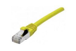 Cordon RJ45 certifié GRS CAT 6A S/FTP TPE snagless jaune - 0,3 m