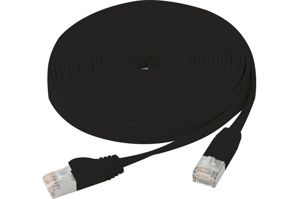 Cordon RJ45 plat catégorie 6 U/FTP snagless noir - 7,5 m