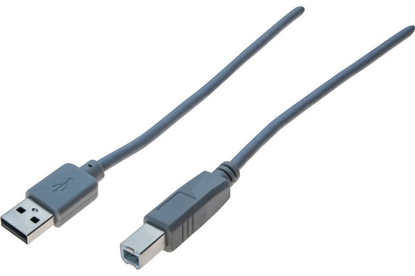 Cordon USB 2.0 A / B gris - 1,0 m