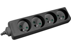 DEXLAN Multiprise 4 prises sans interrupteur noire - 1,5 m
