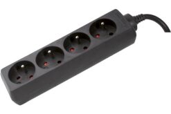 DEXLAN Multiprise 4 prises sans interrupteur noire - 4,0 m