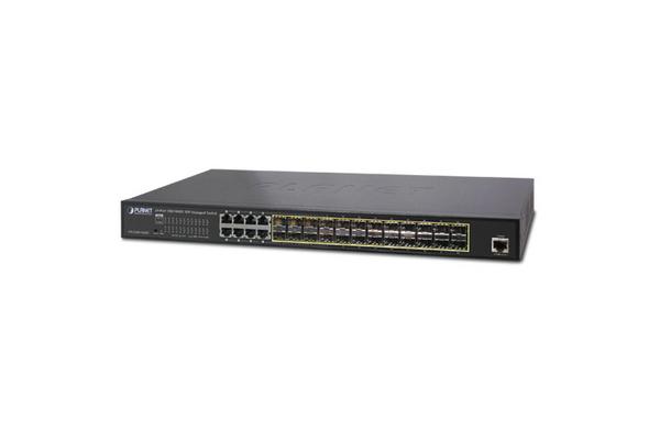 GS-5220-16S8CR - Switch manag. L2+, 24 SFP dont 8 combo, 4 SFP+ 10Gbase-X