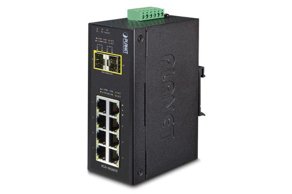 IGS-1020TF - Switch indus. IP30 P&P 8 ports Gigabit & 2 SFP, temp. étendue