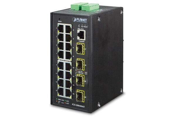 IGS-20040MT - Switch indus. IP30 manag. L2+ 16 ports Gigabit & 4 ports SFP