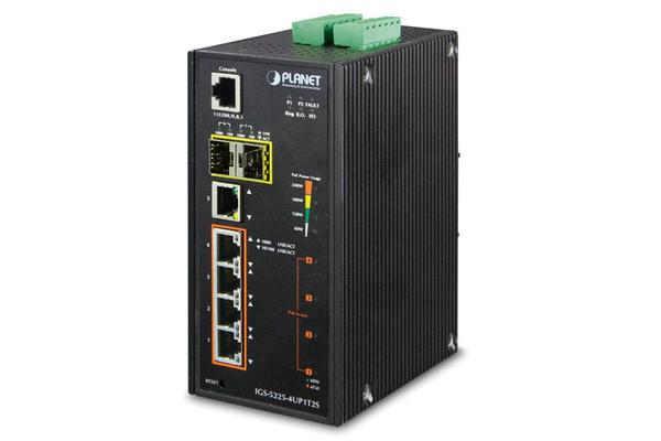 IGS-5225-4UP1T2S - Switch indus. IP30 L2+, 5 Gigabit dont 4 Ultra PoE 60W, 2 SFP