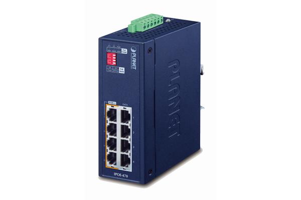 IPOE-470 - Inject./hub indus. IP30 PoE++ 802.3af/at/bt, montage sur Rail-DIN