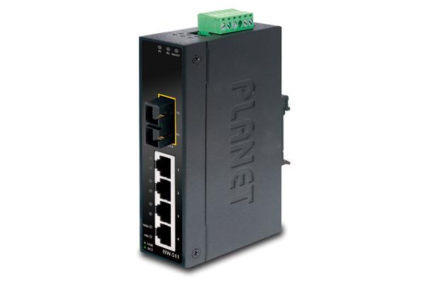 ISW-511 & 511S15 - Switches indus. IP30 P&P 4 ports FE & 1 port optique, MM