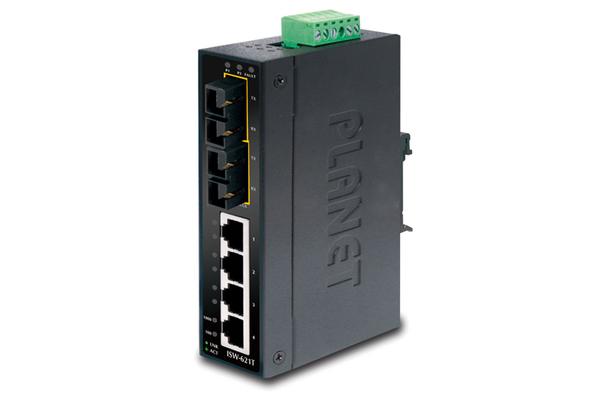 ISW-621T & TS15 - Switches indus. IP30 P&P 4 FE & 2 ports optique, temp. étendue